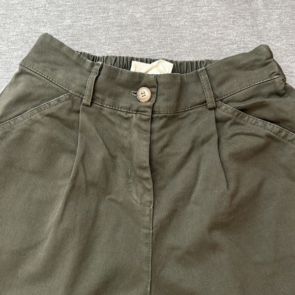 Olive Green Elasticized Wide Leg Trouser Pants - Picture 4 of 17